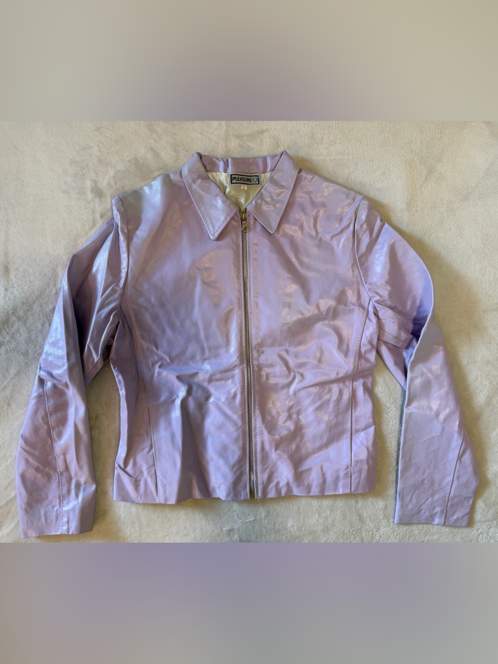 Lavender Shiny Zip-Front Jacket